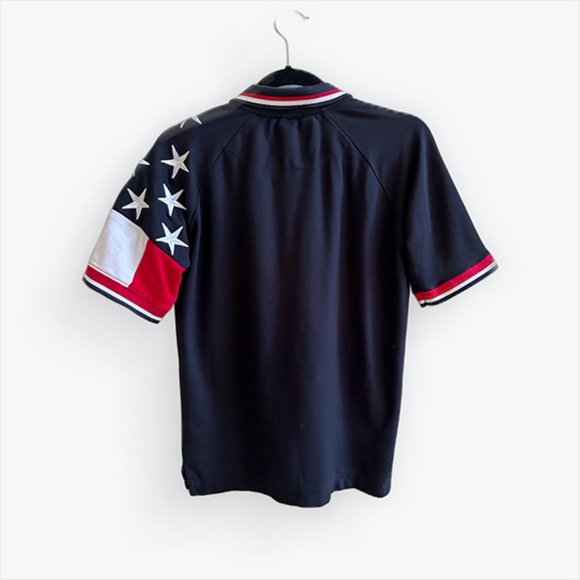 ROCK POINT Patriotic Polo Shirt 2 Button V-Neck Red, White & Blue - Picture 3 of 5